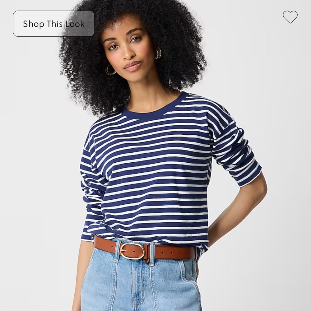 J Crew Navy/White Striped Women's Top-M